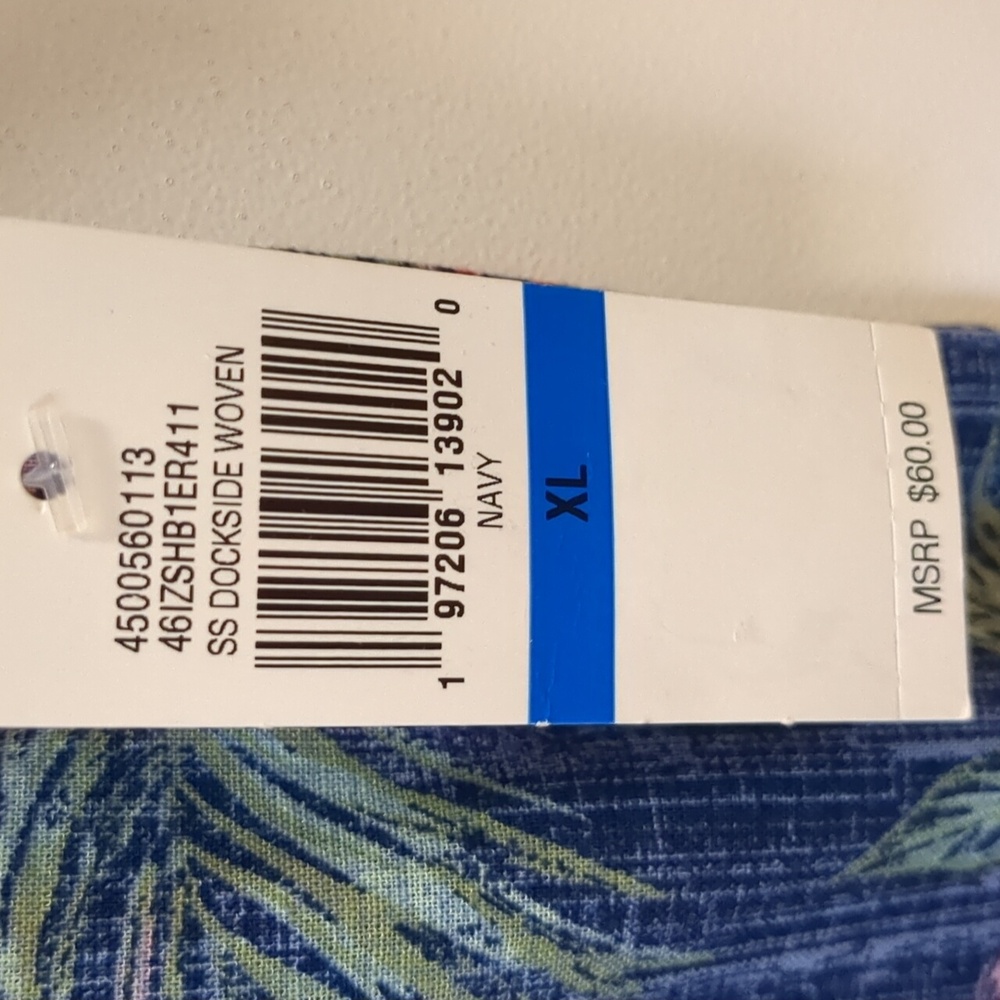 NWT IZOD SALTWATER Men's XL Blue Tropical Short Sleeve Shirt - Picture 6 of 11